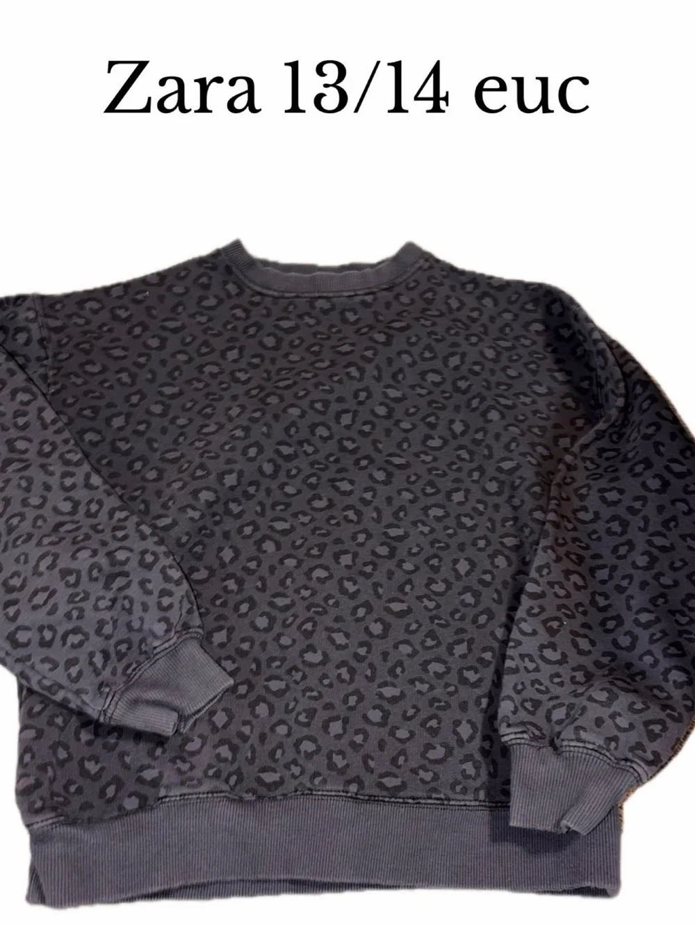 Zara girls 13-14 black leopard sweatshirt pullover